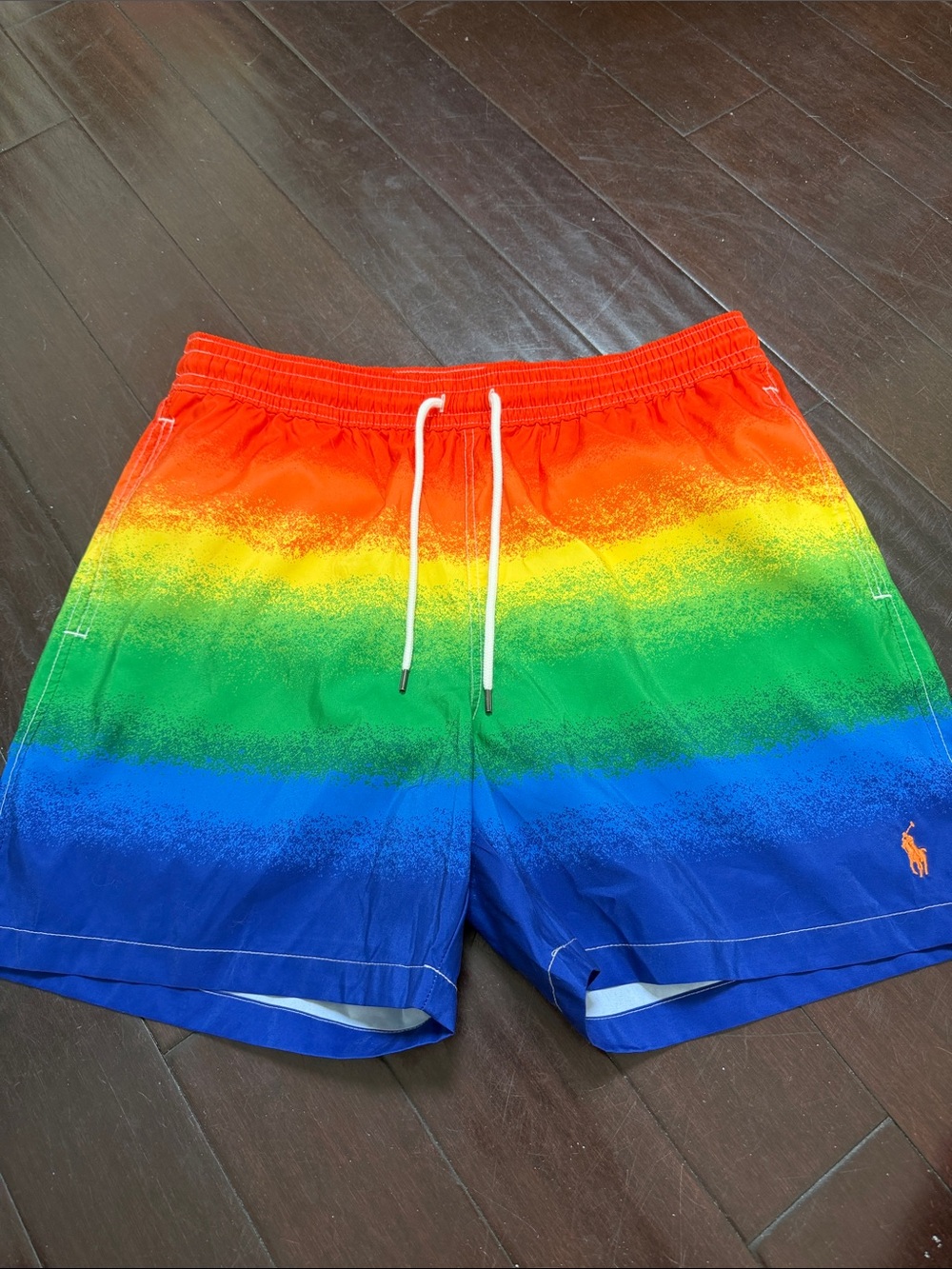 Polo by Ralph Lauren Ombre Rainbow Swim Trunks - Red Orange Yellow Green Blue